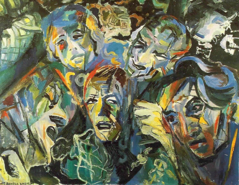 Cecilia Ravera Oneto - Composizione. i vinti 1964 - olio su tela cm80x100